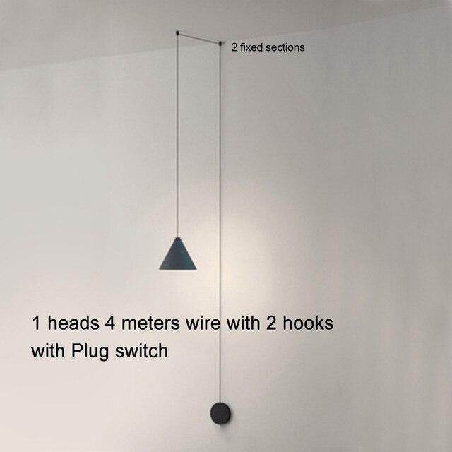Modern Pendant Lamp Light Black Metal Long Wire Simple Shape Kitchen Bar Hanging Lamp Bedside Suspension Lighting Creative Lamp