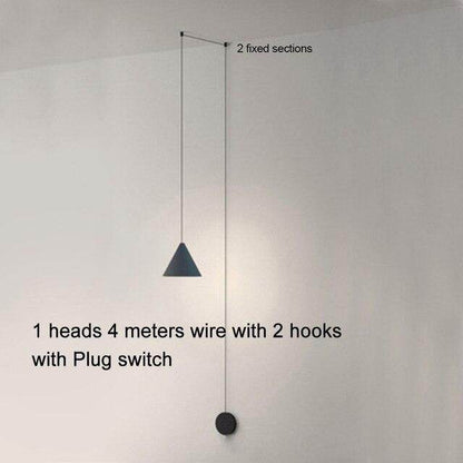 Modern Pendant Lamp Light Black Metal Long Wire Simple Shape Kitchen Bar Hanging Lamp Bedside Suspension Lighting Creative Lamp