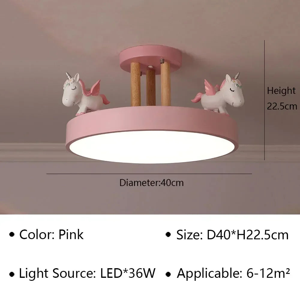 Modern Unicorn Design LED Ceiling Lamp for Living Dining Room Children's Room Sofa Chandelier Simple Fixture