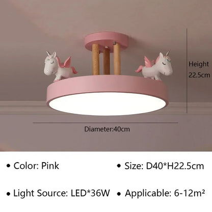Modern Unicorn Design LED Ceiling Lamp for Living Dining Room Children's Room Sofa Chandelier Simple Fixture
