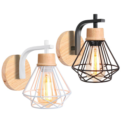 Modern Wood Wall Lamps Vintage Sconce Wall Lights Fixture E27 Bedside Retro Lamp Industrial Dining Room Bedroom Lighting