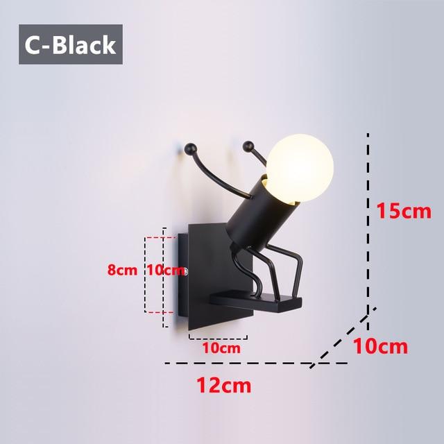 Modern Cartoon Doll Wall Light Fixtures LED Creative Mounted Iron  Bedside Sconce Lamp for Kids Baby Room Living Room ZBD0008