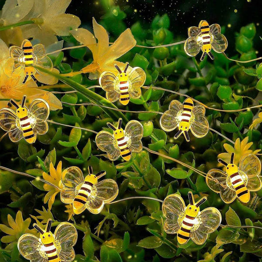New LED Mini Bee String Lights for Holiday Garden Decorations Copper Wire Miniature Shaped Colorful Lights Waterproof