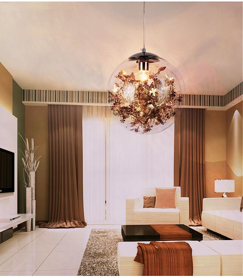 Transparent glass ball chandelier, Nordic, modern, minimalist bedroom, romantic personality, entrance restaurant, Wednesday coff