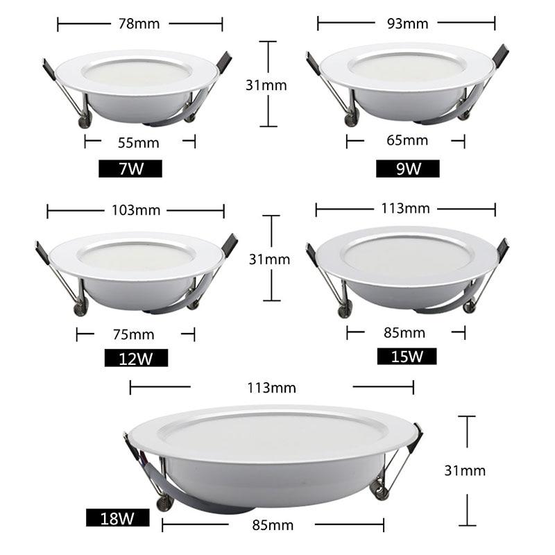 10PCS/lot Waterproof LED Downlight spot led Lamp 18W 15W 12W 9W 7W downlight Round Recessed Spot Light