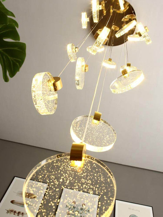 Modern Pendant Lamp For Stairwell Led Hanging Light For Hall Pendant Lights Living Room Round Glass Restaurant Kitchen Lighting