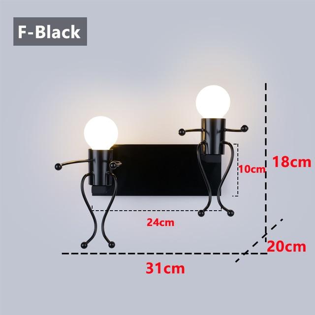 Modern Cartoon Doll Wall Light Fixtures LED Creative Mounted Iron  Bedside Sconce Lamp for Kids Baby Room Living Room ZBD0008