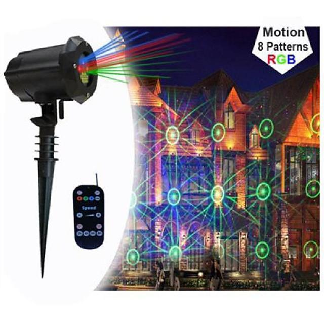 1pcs x-35p-b 8 patterns in 1 rgb  dots star christmas laser light projector outdoor garden laser christmas lights with rf remote control and security lock