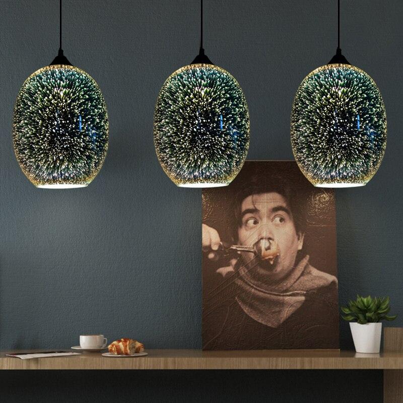 3D Fireworks Glass Pendant Lamp Colorful Glass Ball Hanging Lamp For Hotel Living Room Dining Room Pendant Light