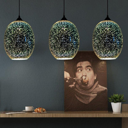 3D Fireworks Glass Pendant Lamp Colorful Glass Ball Hanging Lamp For Hotel Living Room Dining Room Pendant Light