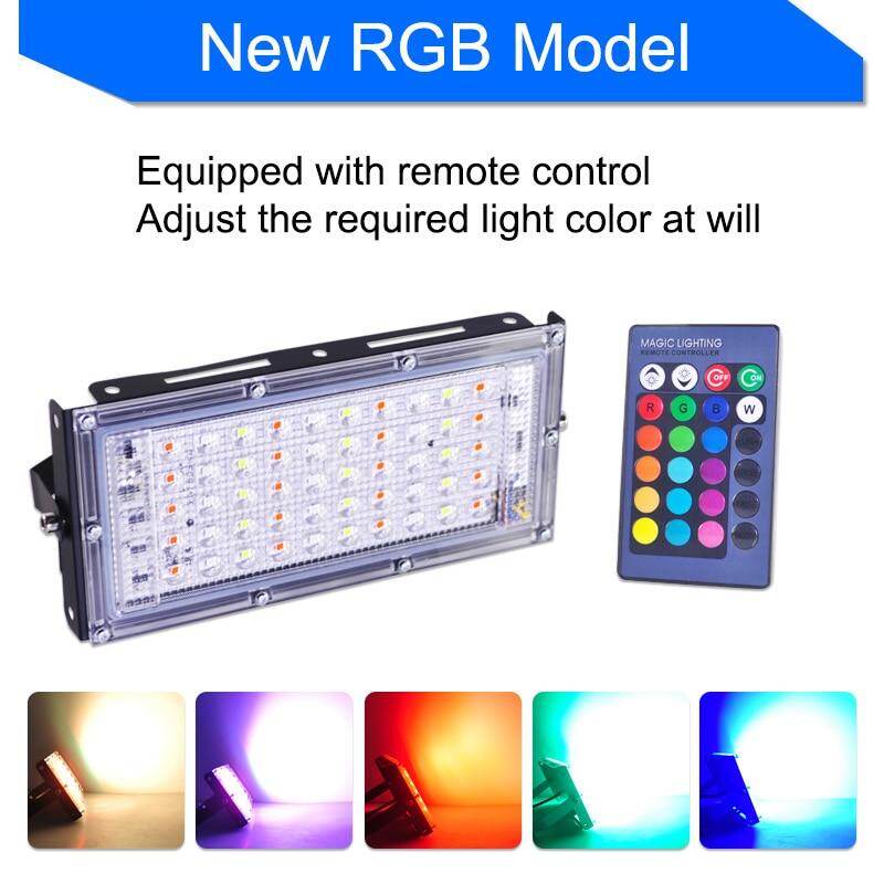 2pcs LED Flood Light 50W RGB Led Floodlight Remote control COB chip LED street Lamp ACwaterproof IP65 outdoor Lighting