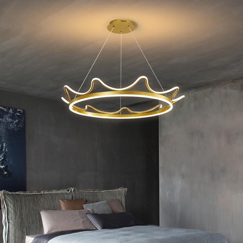 The Living Room Is Simple with Modern Crown Led Chandeliers