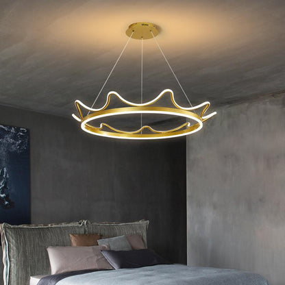 The Living Room Is Simple with Modern Crown Led Chandeliers