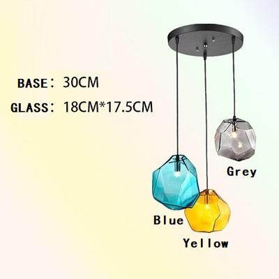 Modern Scandinavian Ice Crystal Glass Pendant Lights Creative Restaurant Hanging Lights Colored Stone Single Head Luminarias