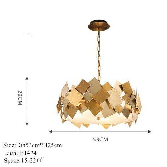Modern Gold Stainless Steel Pendant Light Luxury Living Room Dinning Room Lustre Pendent American Simple Metal Hanging Light