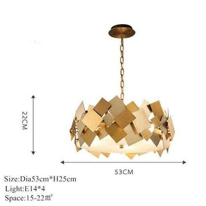 Modern Gold Stainless Steel Pendant Light Luxury Living Room Dinning Room Lustre Pendent American Simple Metal Hanging Light