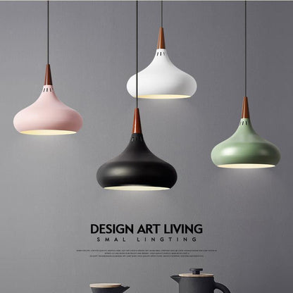 Nordic Single-headed Wooden Dining Chandelier Personality Creativity Macaroon Color Balcony Hollow Chandelier