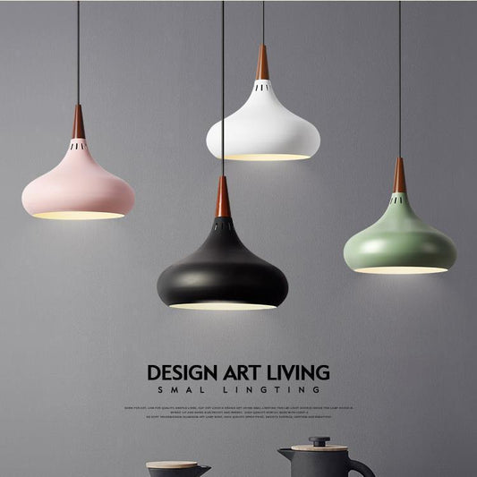 Nordic Single-headed Wooden Dining Chandelier Personality Creativity Macaroon Color Balcony Hollow Chandelier