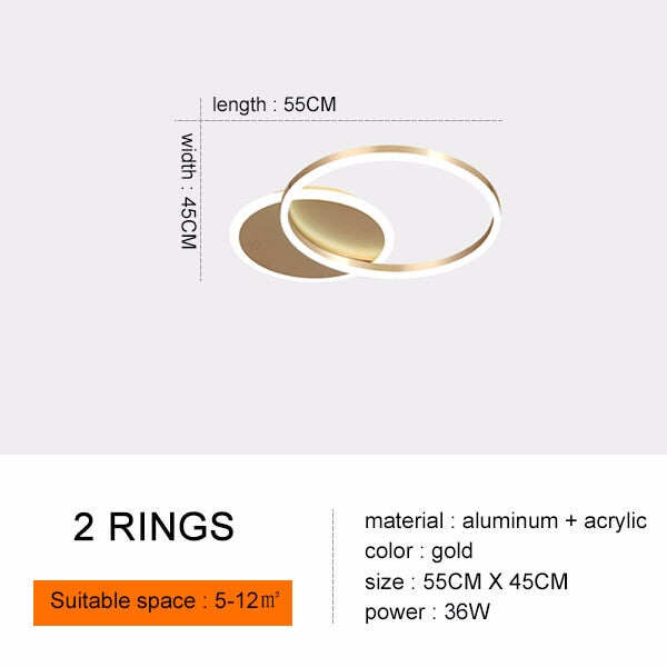 Modern Ceiling Lights For Living Room Circle Gold Brown LED Plafon Decor Bedroom Lamps Fixture With Remote Control Lustre