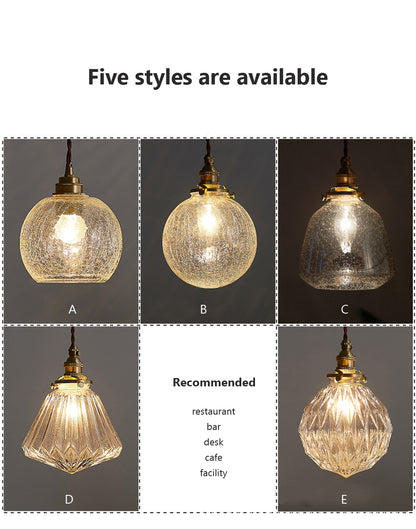Glass Pendant Light Nordic Dining Room Retro Chandeliers Creative Minimal E27  Transparent Lampshade For Restaurant Lamp Lustre