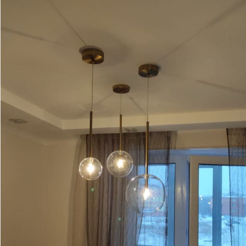 Nordic Clear Glass Lampshade Hanging Light Creative Restaurant Chandelier Simple Bar Cafe Lamps