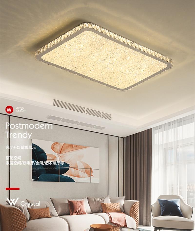 Modern K9 Crystal Circular Square Ceiling+Lights Room Light Suspension Luminaire Plafonnier LED Living Room Lights Lustre