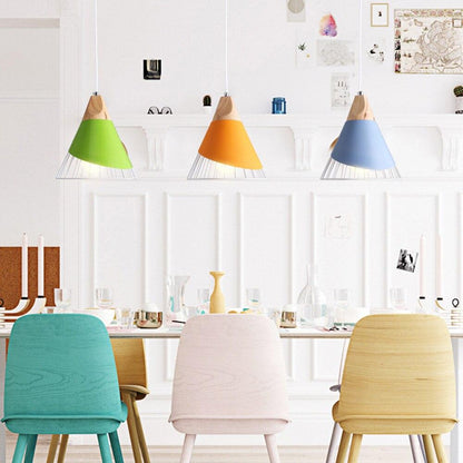 Modern Wood Pendant Lights led hang lamp Colorful Aluminum Pendant Lamps for Living room/Bedroom/Restaurant lights