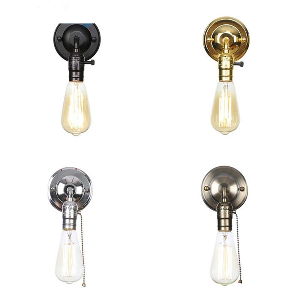 Pull chain switch scones led wall lights Chrome loft style retro vintage iron bedroom wall lamp bedside lampen stair wandlamp