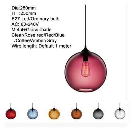 Modern Loft E27 Glass Bowl Pendant Lights Colorful Simple Hanging Lamps For Kitchen Living Room Bedroom Restaurant Hotel Room