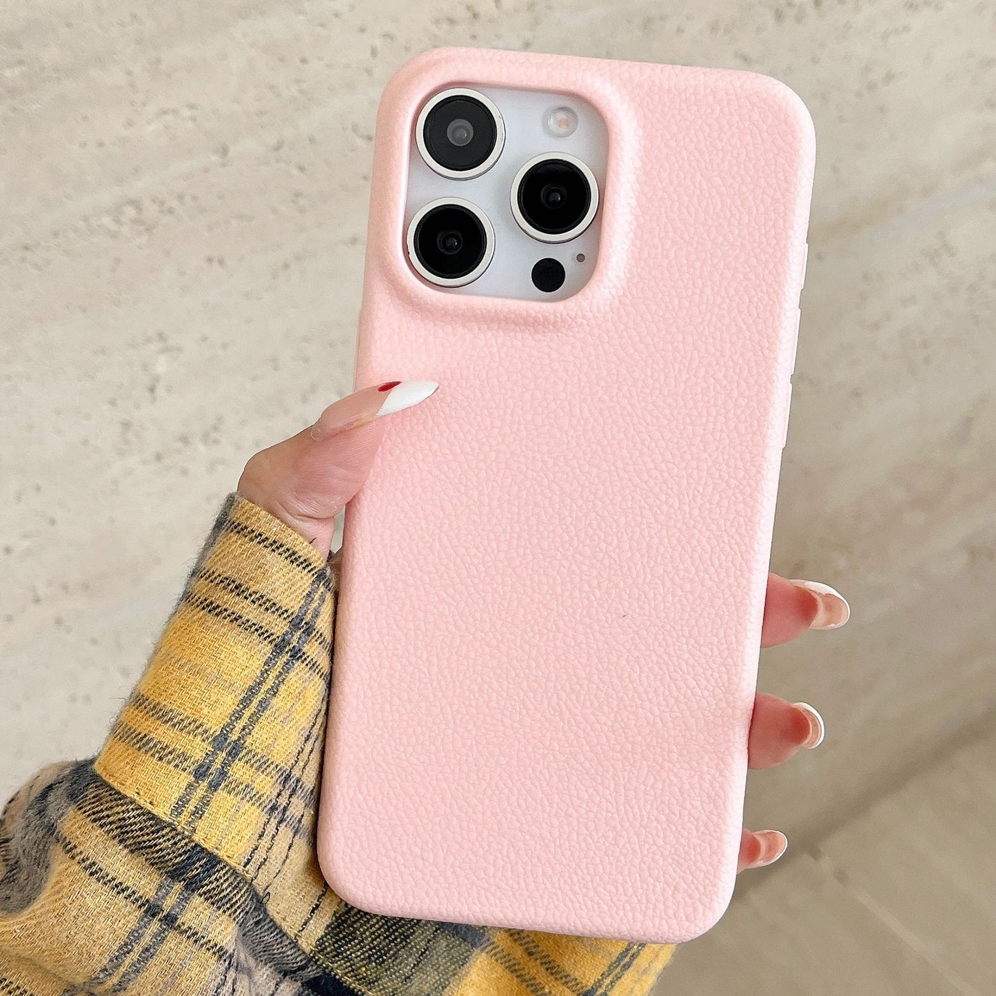 Premium Minimalist iPhone 17 Case Solid-Color Leather-Textured iPhone 16 Case Soft Case for iPhone 13/12/11