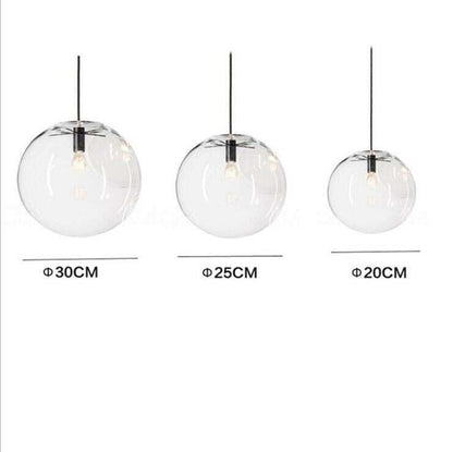 Modern Single-head Dining Room Bedroom Living Room Indoor Pendant Light Clear Bubble Glass Ball Pendant Lamp