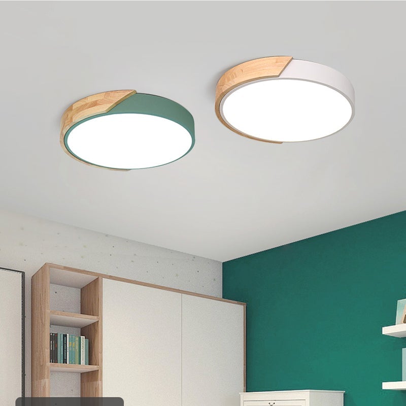 LED Ceiling Lights Ultra Thin Modern Ceiling Lamp Nordic Dimmable Wood Livingroom Bedroom Round Light Fixture Surface Mounted