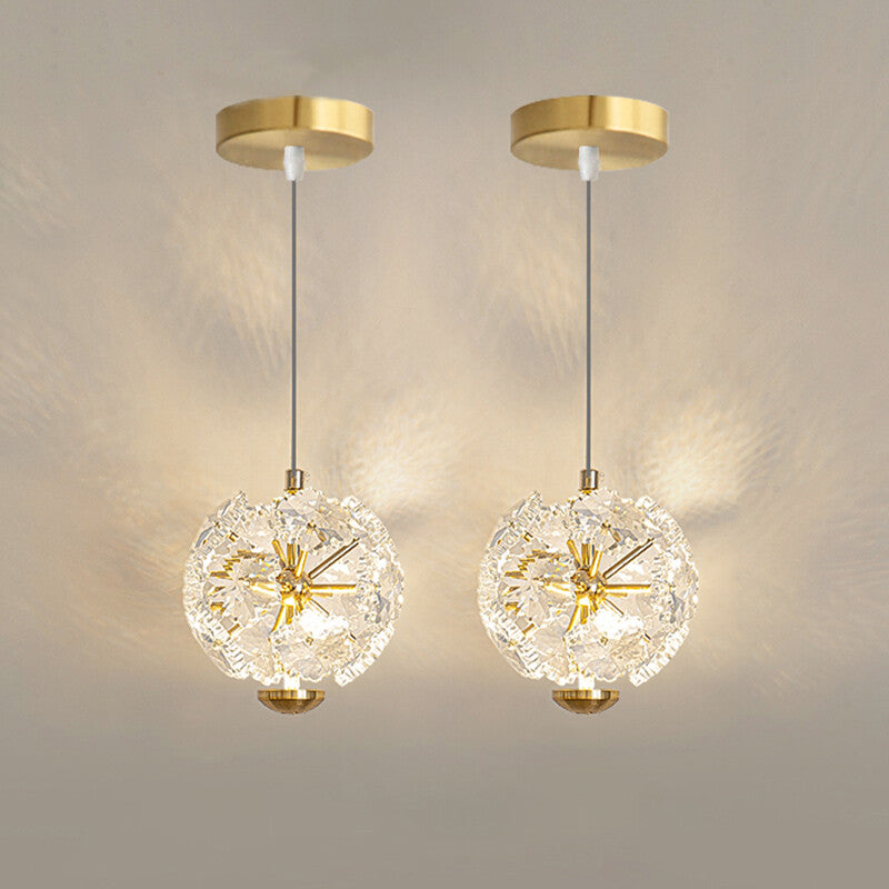Light Luxury French Modern Crystal Bedroom Headboard Long Chandelier Dandelion Dining Room Bedroom Atmosphere Water Cube Lamp
