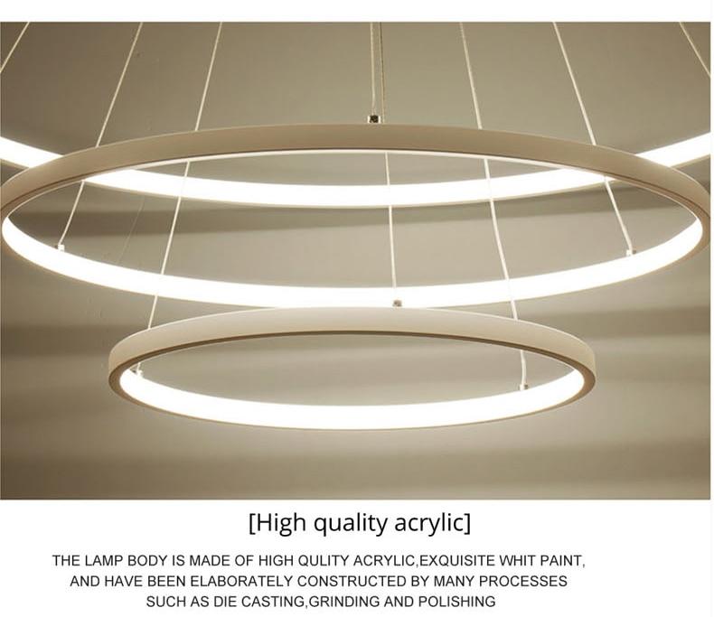Modern LED Pendant Lights For Living Dining Room White Golden Coffee Black Circle Rings Aluminum Body Lamp Fixtures Home Lamp