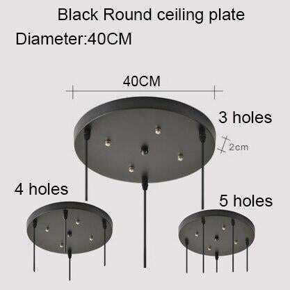 Ceiling Plate Black/White Iron Pendant Lamp Bases DIY 2/3/4/5 holes 25cm/30cm/40cm/50cm Straight/Round Ceiling Base