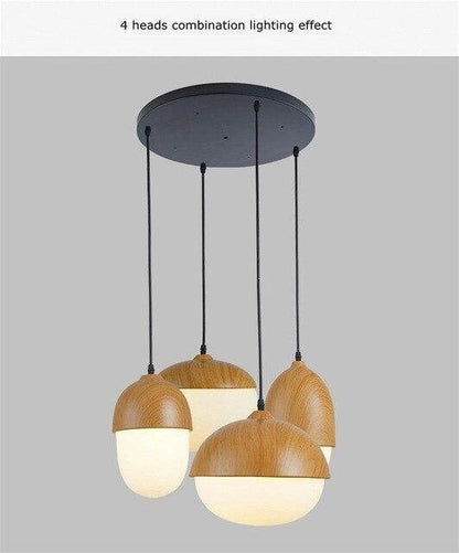 Imitation Wood Nut Pendant Lamp Industrial Retro Kitchen Shade Light for Dining Room Restaurant Island Decoration