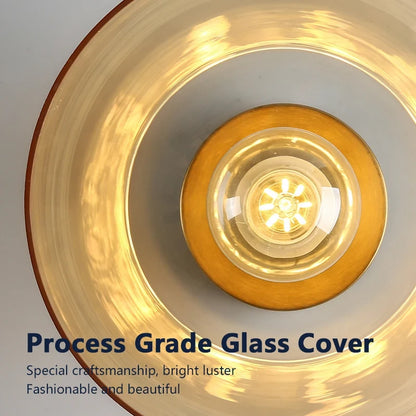 Modern Glass Ceiling Lamp Amber Green Glass Hood For Dining Room Home LED Decoration Light Fixture