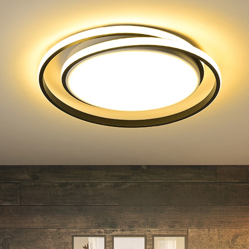 Round Modern Led Ceiling Lights For Living Room Bedroom Fixture Remote Controller+Dimmable White Or Black Ceiling Lamp
