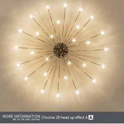 Starry Sky Stars LED Ceiling Lights Light Modern Round Crystal Glass 21/28 Heads Stars Lamps Bedroom Living Room Fixtures