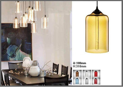 Modern Loft E27 Glass Bowl Pendant Lights Colorful Simple Hanging Lamps For Kitchen Living Room Bedroom Restaurant Hotel Room