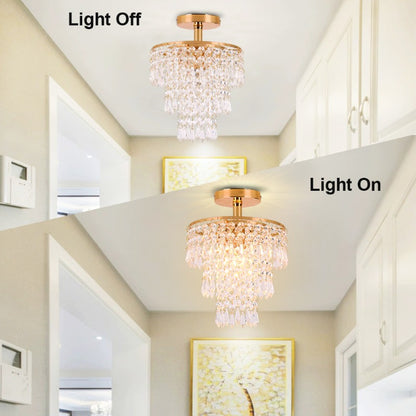 Luxury E27 3 Layers Sharp Beads Crystal Ceiling Lights Home Appliance Fixtures Decoration Lamp Living Room Decor