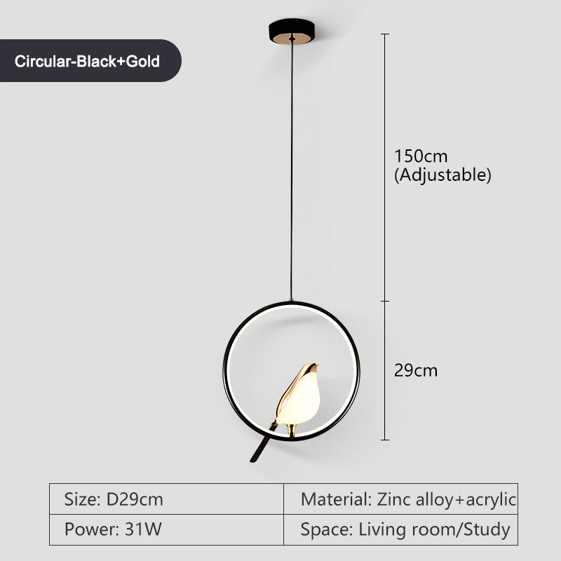 Magpie Bird LED Cord Pendant Lamps for Bedside Bedroom Indoor Chandelier Hanging Lamps Decor for Living Room Restaurant Lighting