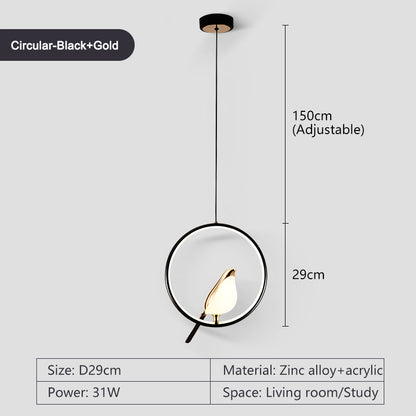 Magpie Bird LED Cord Pendant Lamps for Bedside Bedroom Indoor Chandelier Hanging Lamps Decor for Living Room Restaurant Lighting