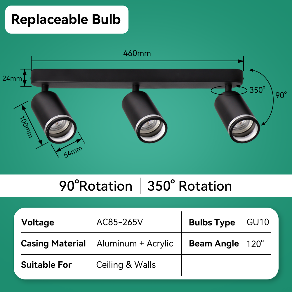 Modern Ceiling Led Spot Light Replaceable GU10 Bulb Track Lighting for Living Room Kitchen Ceiling Lamp