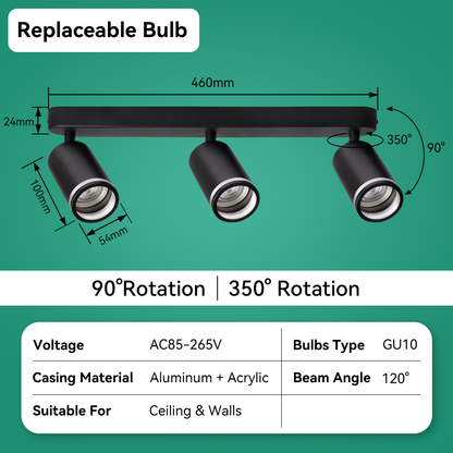 Modern Ceiling Led Spot Light Replaceable GU10 Bulb Track Lighting for Living Room Kitchen Ceiling Lamp