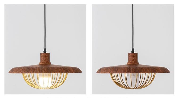 Creative Wood-colored Flying Saucer Chandeliers