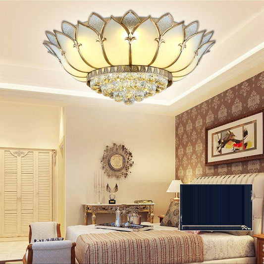 Led E27 European Copper Glass Half Hanging LED Lamp.LED Light.Pendant Lights.LED Pendant Light.Pendant Lamp For Foyer Bedroom