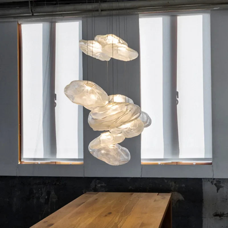 Creative Design Led Chandelier  Pebble Glass Nordic Luxury Pendant LampLighing Living Dining Room Furniture