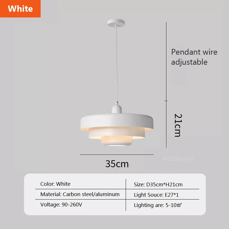 Nordic LED Pendant Light Macaron Carbon Steel Aluminum White Dark Green Orange Illuminations For Restaurant Living Rooms Fixture