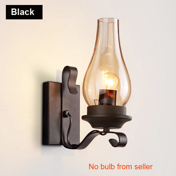 Retro Industrial Light Iron Wall Lamp Creative Restaurant Corridor Bedroom Bedside Glass Wall Light Living Room Hotel Lighting